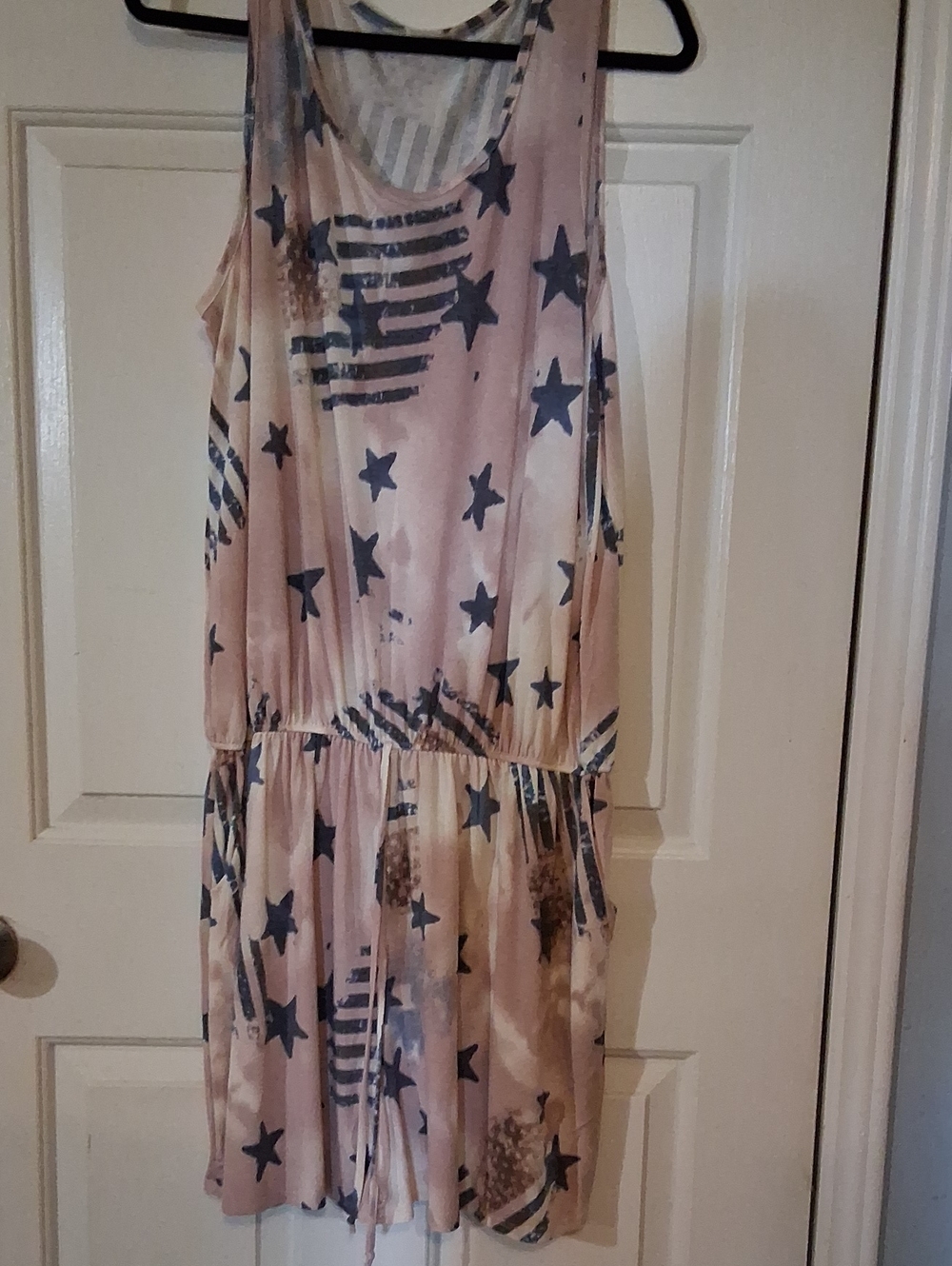 Girls' Pink Star Print Sleeveless Dress